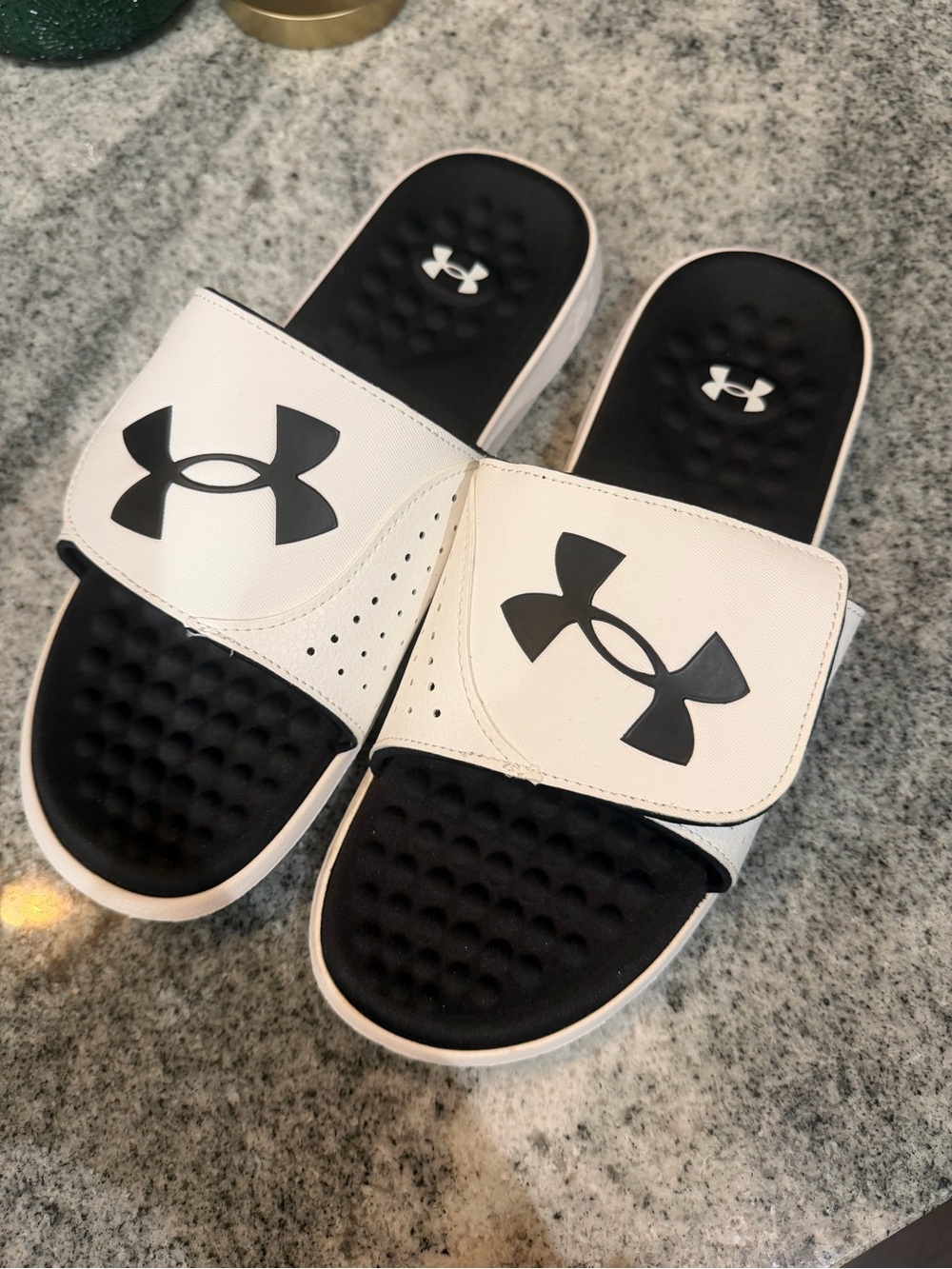 Under Armour White and Black Slide Sandals for Men